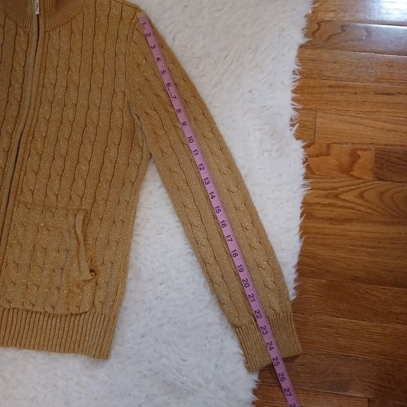 RALPH Lauren Active Metallic Gold Cardigan Sz M/M - Picture 7 of 7
